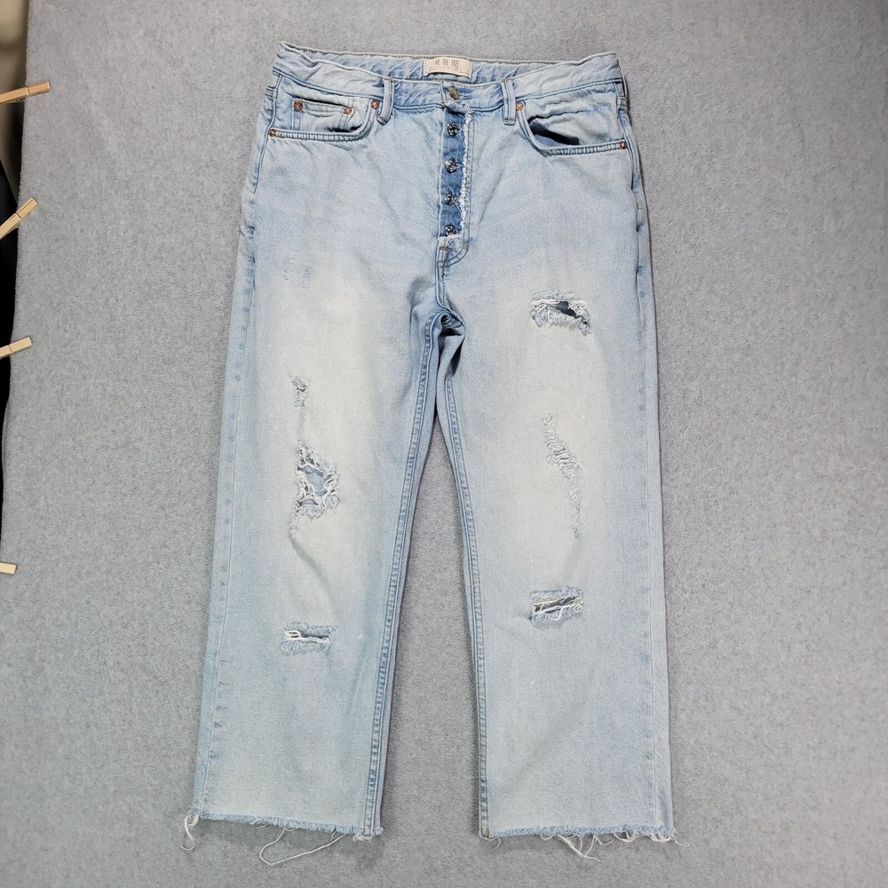 We The FREE PEOPLE Rolling On The River Jeans Denim Light High Rise 30 (32x24.5)